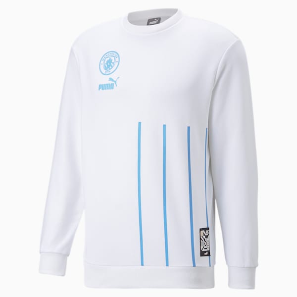 Manchester City F.C. ftblCulture Crewneck Sweater Men, Puma White-Team Light Blue