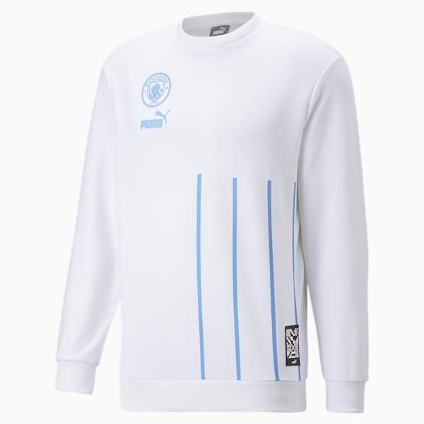 MCFC FtblCulture Men's Regular Fit Sweatshirt, Puma White-Team Light Blue, extralarge-IND