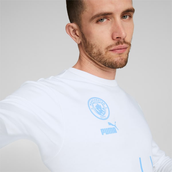 Manchester City F.C. ftblCulture Crewneck Sweater Men, Puma White-Team Light Blue
