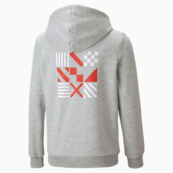 ftblCore Fan Youth Hoodie, Light Gray Heather-Puma Red, extralarge-IND