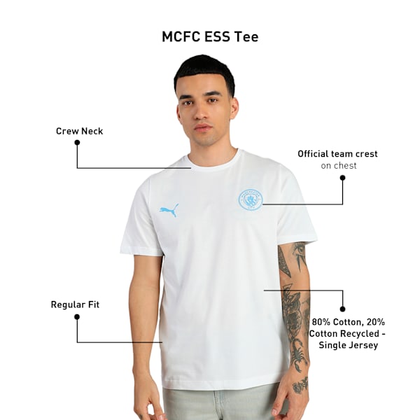 Manchester City Men's Football T-shirt, Puma White, extralarge-IND