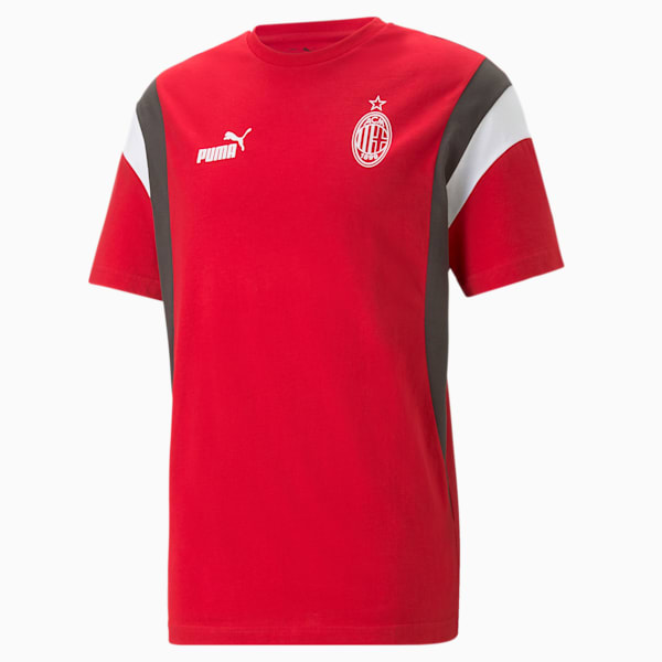A.C Milan ftblArchive Men's Soccer Tee, Tango Red -Flat Dark Gray