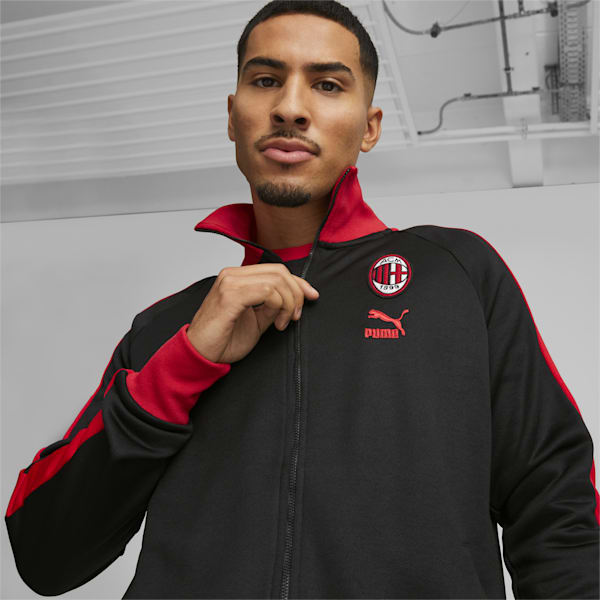 A.C. Milan FtblHeritage T7 Men's Football Track Jacket, PUMA Black-Tango Red, extralarge-IND