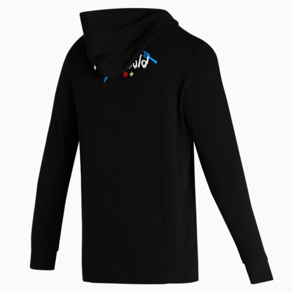 Royal Challengers Bangalore Graphic Men's Full-Zip Hoodie, Puma Black-High Risk Red, extralarge-IND