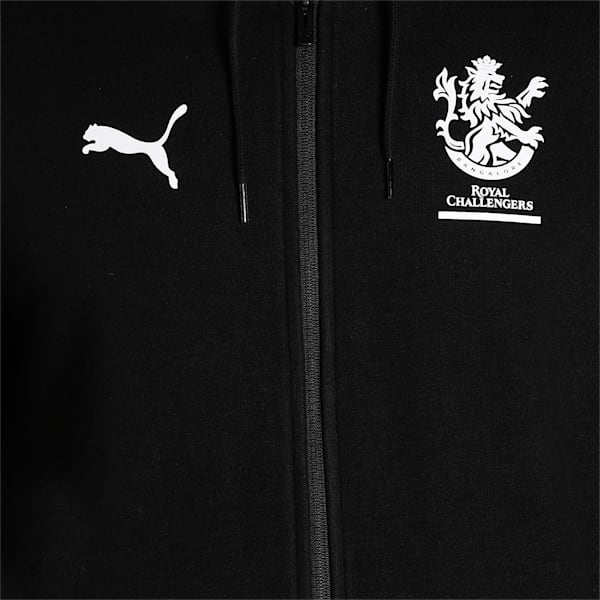 Royal Challengers Bangalore Graphic Men's Full-Zip Hoodie, Puma Black-High Risk Red, extralarge-IND