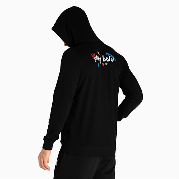 Royal Challengers Bangalore Graphic Men's Full-Zip Hoodie, Puma Black-High Risk Red, extralarge-IND
