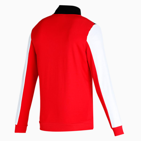 Royal Challengers Bangalore Colourblocked Men's Regular Fit Full-Zip Jacket, Puma Black-High Risk Red, extralarge-IND