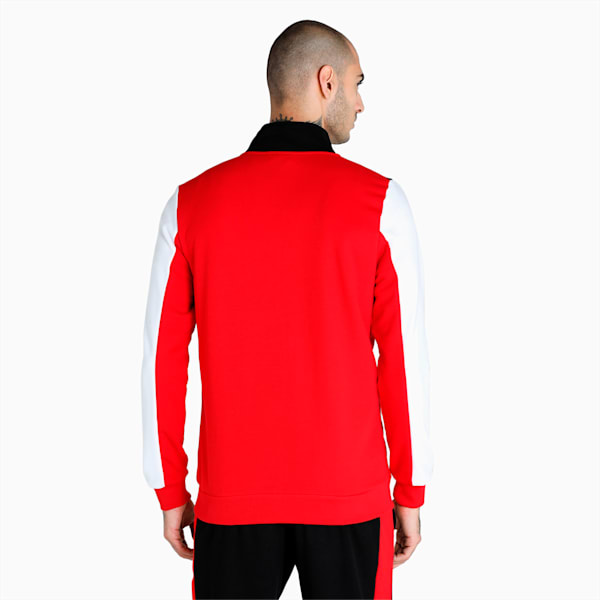 Royal Challengers Bangalore Colourblocked Men's Regular Fit Full-Zip Jacket, Puma Black-High Risk Red, extralarge-IND