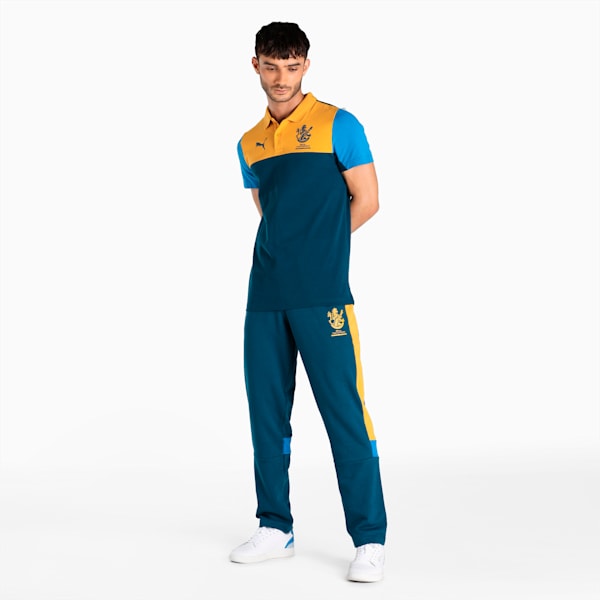 Royal Challengers Bangalore Colourblocked Men's Regular Fit Knitted Pants, Intense Blue-Mineral Yellow, extralarge-IND