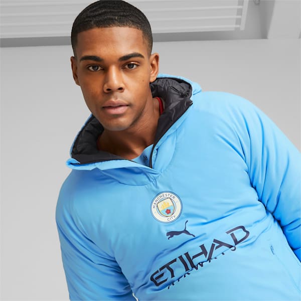 Manchester City F.C. Half-Zip Reversible Jacket Men, Team Light Blue-PUMA Black
