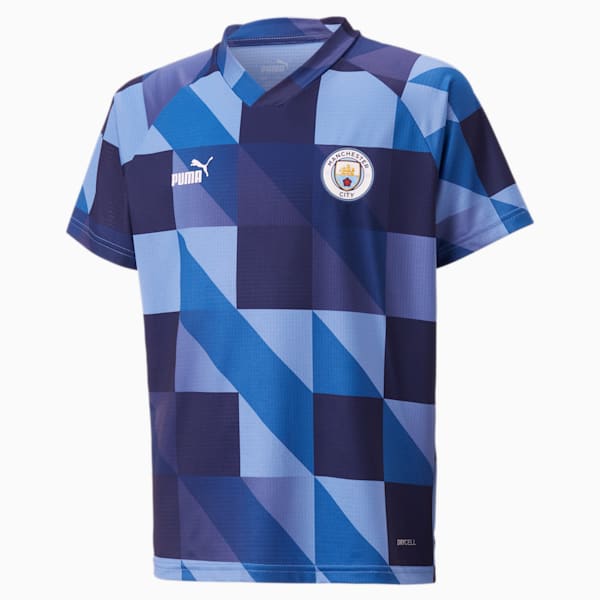 キッズ マンチェスター シティー MCFC プレマッチ 半袖 シャツ 116-152cm, Lake Blue-PUMA Navy, extralarge-JPN