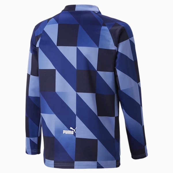 Manchester City F.C. Prematch Sweatshirt Youth, Lake Blue-PUMA Navy