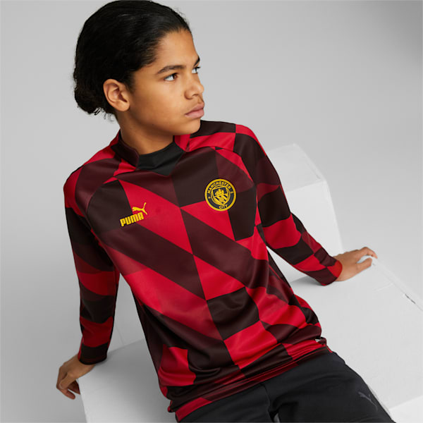 Manchester City F.C. Prematch Sweatshirt Youth, Tango Red -PUMA Black