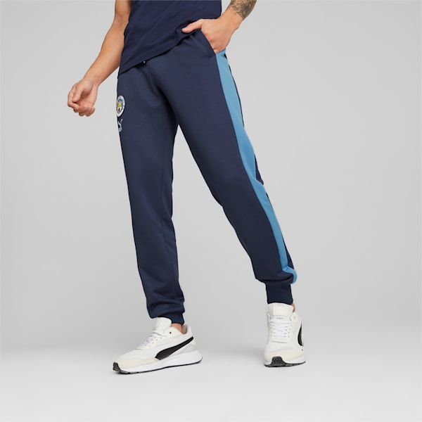 メンズ マンチェスター シティー MCFC フットボールヘリテージ T7 トラックパンツ, PUMA Navy-Team Light Blue, extralarge-JPN