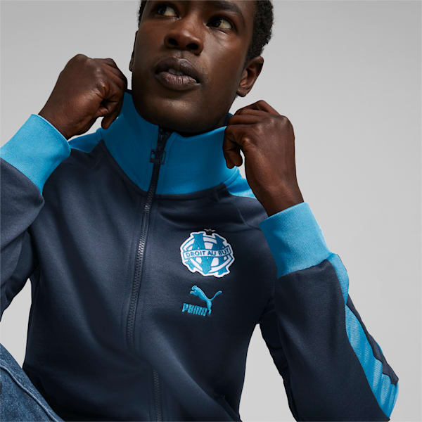 Olympique de Marseille ftblHeritage T7 Track Jacket Men, Parisian Night-Bleu Azur-French Night - Bleu Azur