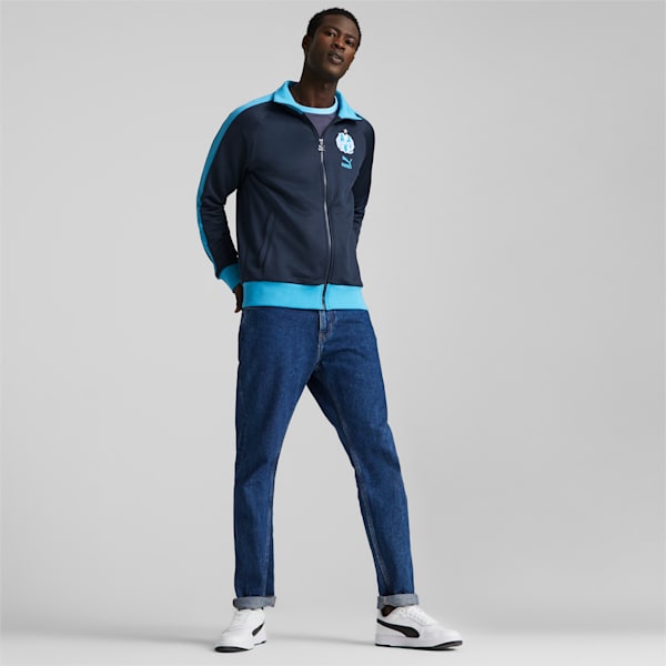 Olympique de Marseille ftblHeritage T7 Track Jacket Men, Parisian Night-Bleu Azur-French Night - Bleu Azur