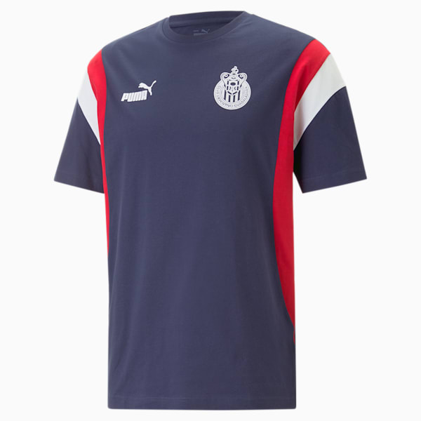 C.D. Guadalajara ftblArchive Men's Tee, PUMA Navy-Tango Red, extralarge