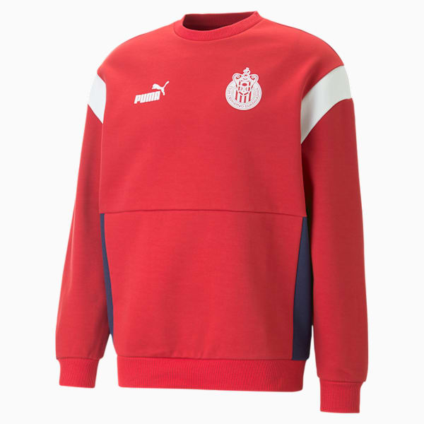 Club Deportivo Guadalajara ftblArchive Men's Sweatshirt, Tango Red -PUMA Navy, extralarge