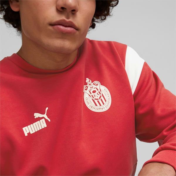 Club Deportivo Guadalajara ftblArchive Men's Sweatshirt, Tango Red -PUMA Navy, extralarge