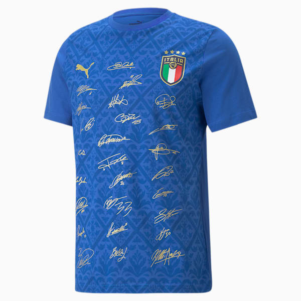 FIGC Signature Winner Men's Soccer Tee, Team Power Blue-Puma Team Gold, extralarge