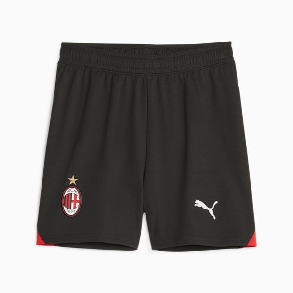 AC Milan Big Kids' Soccer Shorts, PUMA Black-For All Time Red, extralarge