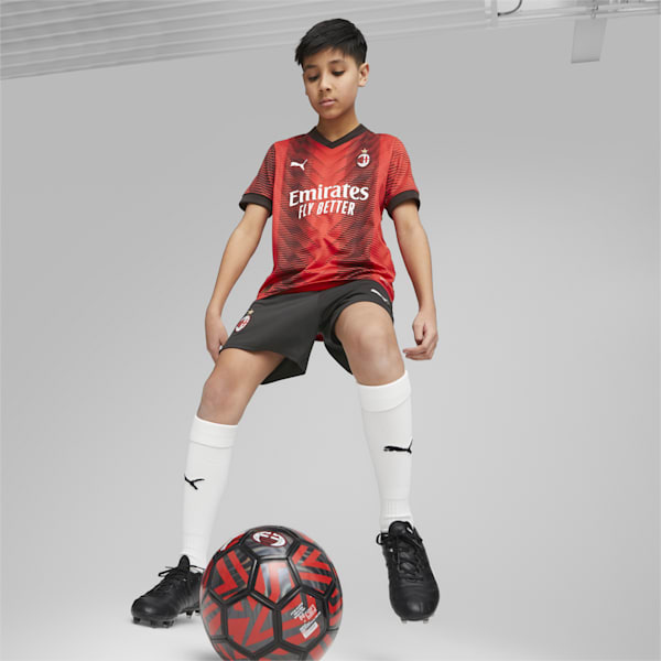 AC Milan Big Kids' Soccer Shorts, PUMA Black-For All Time Red, extralarge