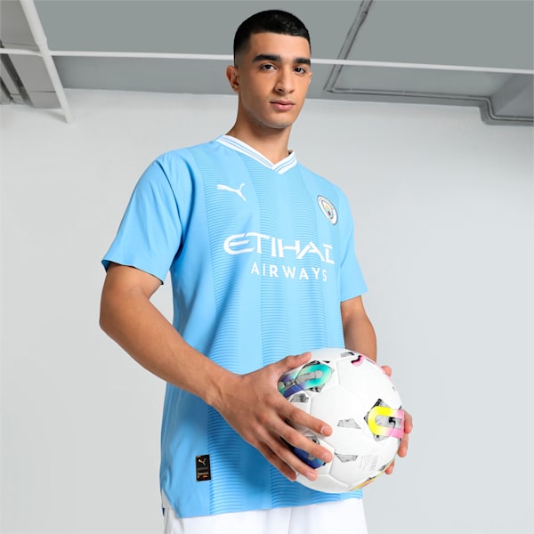 Manchester City 23/24 Home Authentic Men's Football Jersey, Team Light Blue-PUMA White, extralarge-IND