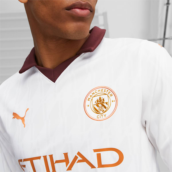 Manchester City Football 23/24 Long Sleeve Away Jersey, PUMA White-Aubergine, extralarge-GBR