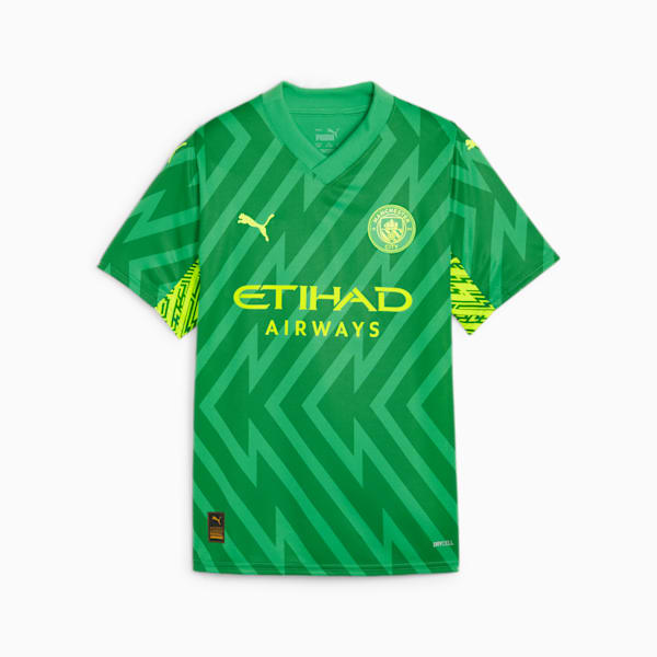 Manchester City Short Sleeve Goalkeeper Jersey Youth, Grassy Green-Yellow Alert
