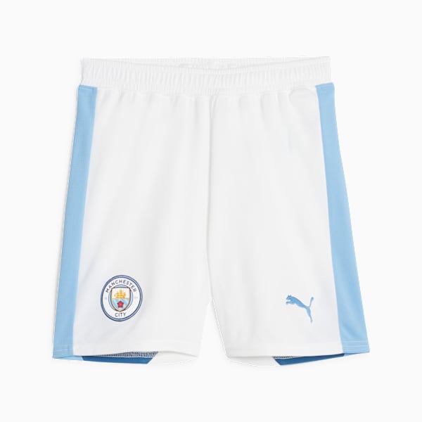 Manchester City Youth Football Shorts, PUMA White-Team Light Blue, extralarge