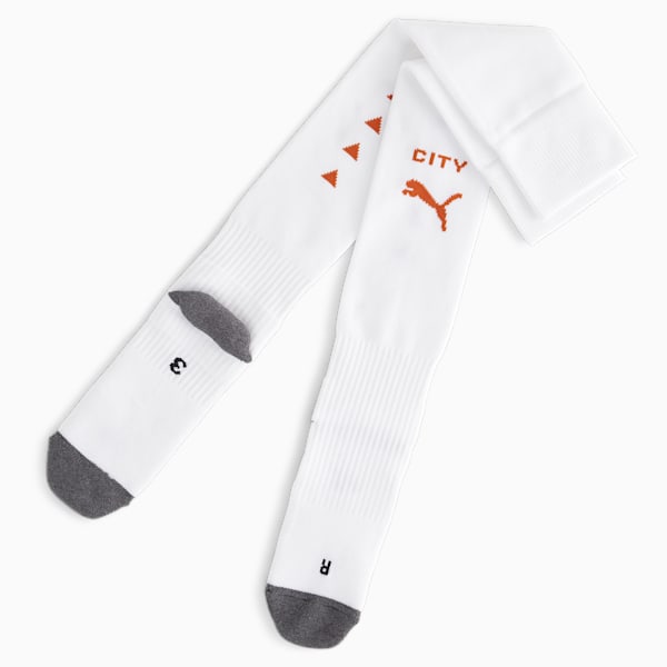 Manchester City Striped Football Socks, PUMA White-Cayenne Pepper, extralarge-GBR