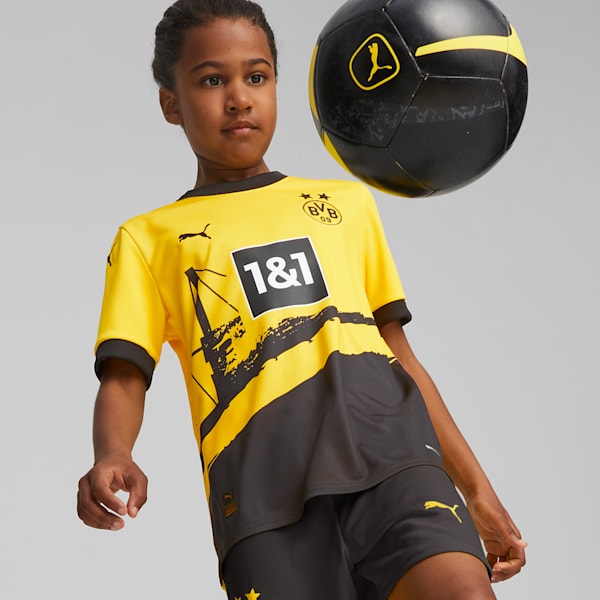 Borussia Dortmund 23/24 Kids' Replica Home Jersey, Cyber Yellow-PUMA Black, extralarge