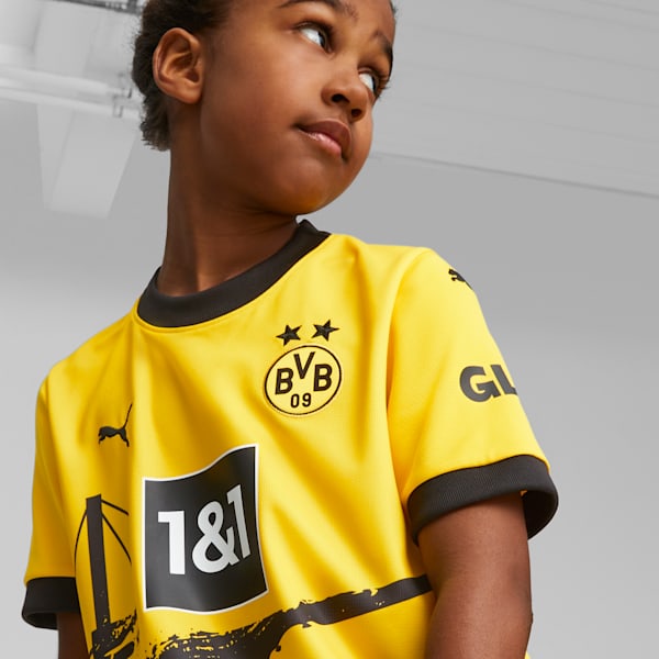 Borussia Dortmund 23/24 Kids' Replica Home Jersey, Cyber Yellow-PUMA Black, extralarge