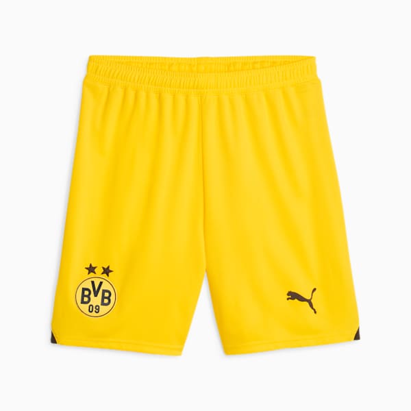 Borussia Dortmund Men's Soccer Shorts, Cyber Yellow-PUMA Black, extralarge