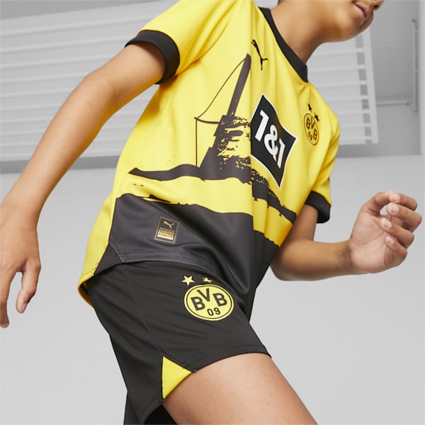 Borussia Dortmund Youth Football Shorts, PUMA Black-Cyber Yellow, extralarge-GBR