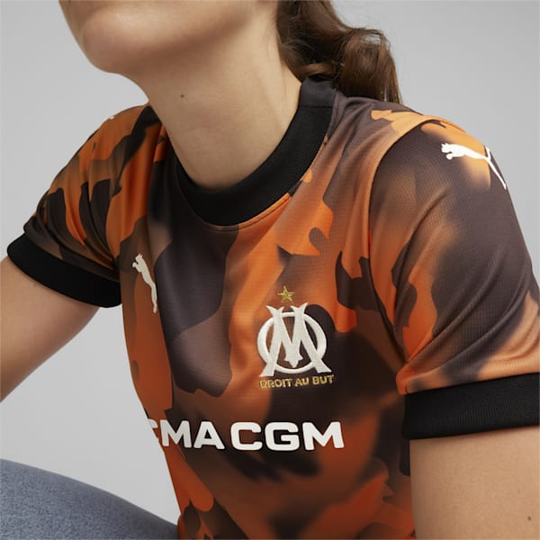 Olympique de Marseille 23/24 Third Women's Jersey T-shirt, PUMA Black-Flat Dark Gray-Rickie Orange, extralarge-IND
