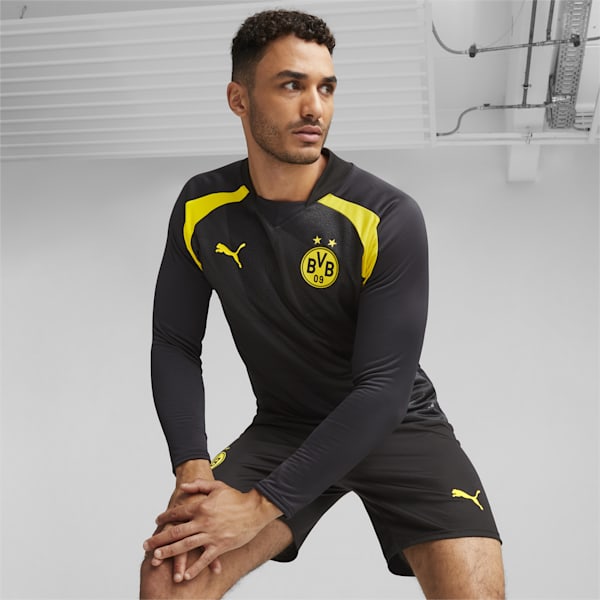 Borussia Dortmund Men's Football Prematch Sweatshirt, PUMA Black-Cyber Yellow