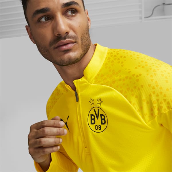 Borussia Dortmund Football Men's Quarter-Zip Training Top, Cyber Yellow-PUMA Black, extralarge-GBR