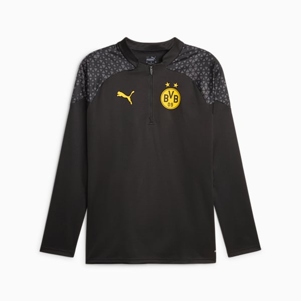 Borussia Dortmund Soccer Men's Quarter-Zip Training Top, PUMA Black-Cyber Yellow, extralarge