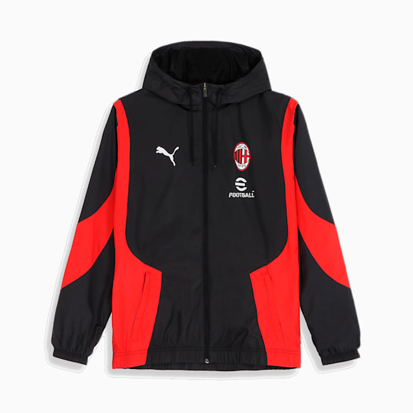 メンズ ACミラン 2023-24 プレマッチ ウーブンジャケット, PUMA Black-For All Time Red, extralarge-JPN