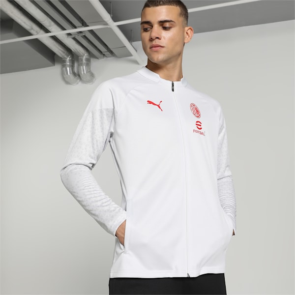 AC Milan Men's Football Training Jacket, Feather Gray-For All Time Red, extralarge-IND