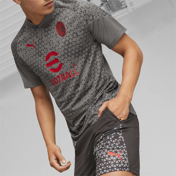 AC Milan Men's Soccer Training Shorts, PUMA Black-Flat Medium Gray, extralarge