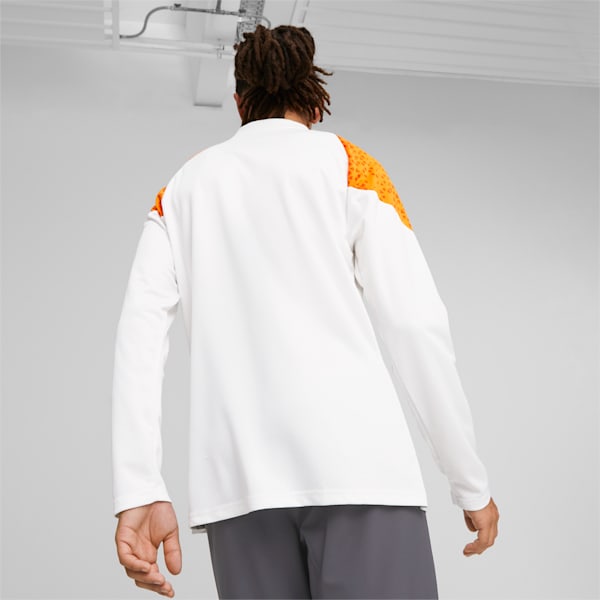 Manchester City Men's Football Quarter-Zip T-Shirt, PUMA White-Orange Popsicle, extralarge-IND