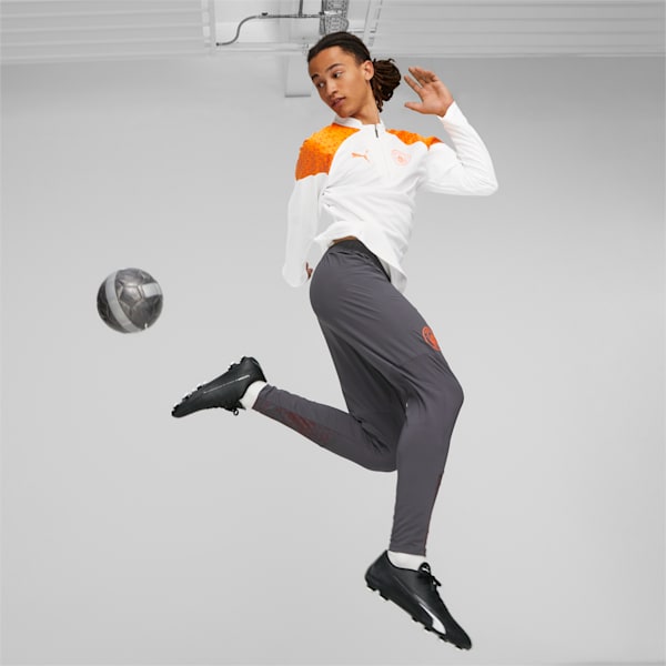 Manchester City Men's Football Quarter-Zip T-Shirt, PUMA White-Orange Popsicle, extralarge-IND