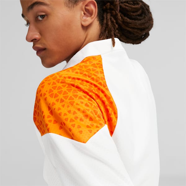 Manchester City Men's Football Quarter-Zip T-Shirt, PUMA White-Orange Popsicle, extralarge-IND