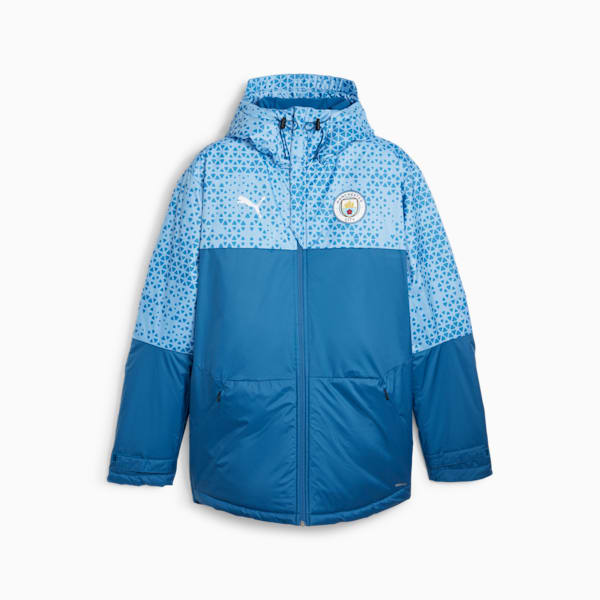 Chamarra de invierno de fútbol con estampado del Manchester City, Lake Blue-Team Light Blue, extralarge