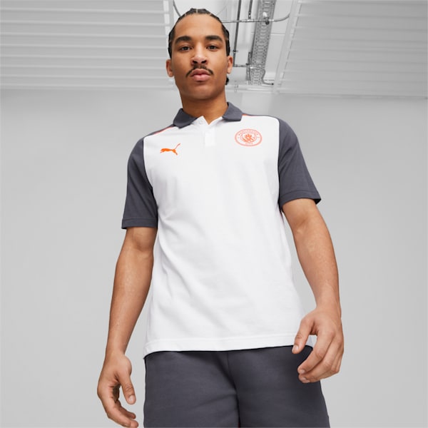 MCFC Casuals Men's Polo T-shirt, PUMA White-Strong Gray, extralarge-IND