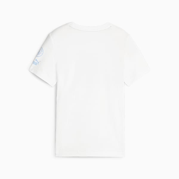 Manchester City FtblCore Youth Graphic Tee, PUMA White-Team Light Blue
