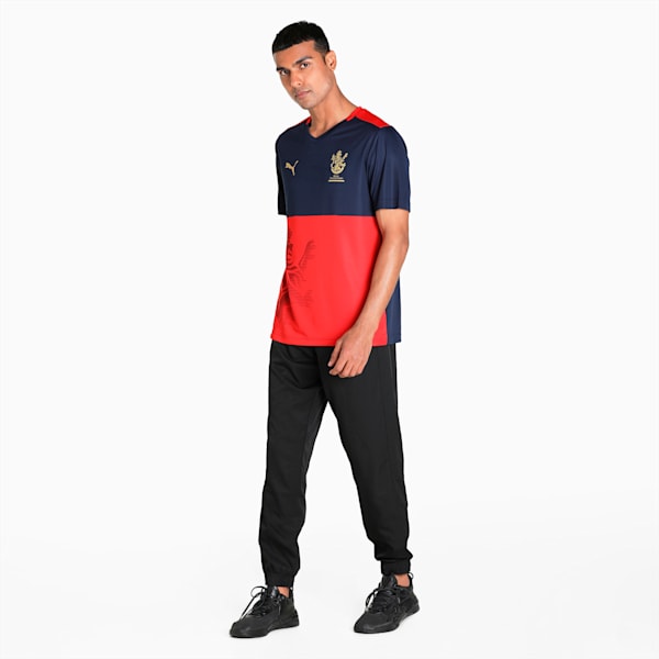 PUMA x Royal Challengers Bangalore Fan Men's Regular Fit 2022 Jersey, Navy Blazer-Flame Scarlet, extralarge-IND