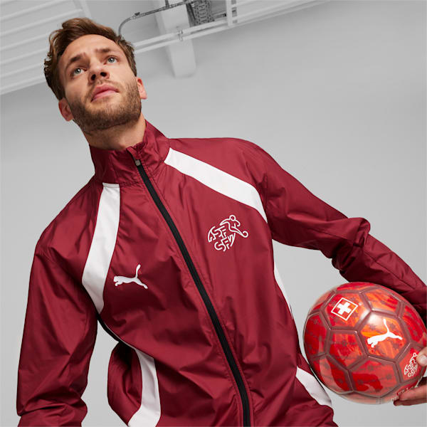 Switzerland Pre-match Woven Jacket, Team Regal Red-PUMA White, extralarge